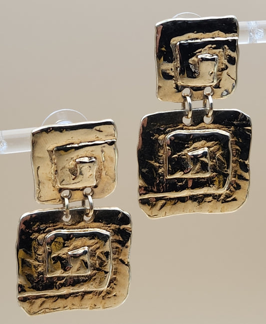 PARKLANE Gold Tone Square Dangle Earrings