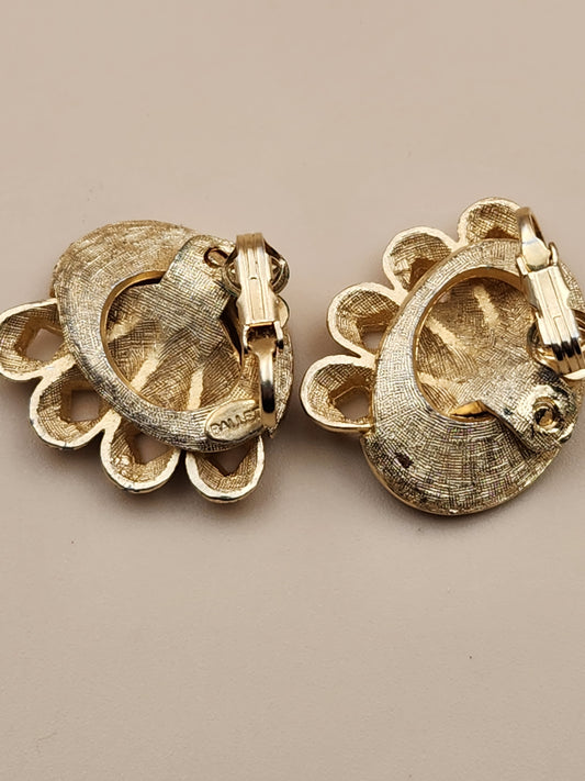 BALLET JEWELS INC Vintage 1950's-60's Harold P Bass Crafted Gold Tone Earrings