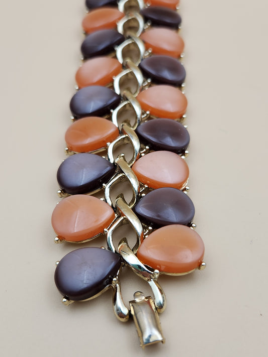 CORO Brown/Orange/Gold Tone Thermoset 1950's-1960's Vintage Bracelet
