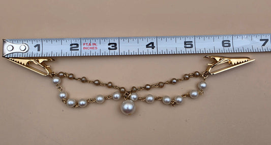 Gold Tone/Faux Black and White Pearl Sweater Clip