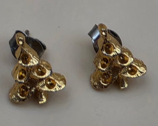 Goldtone Christmas Tree Stainless Steel Stud Earrings