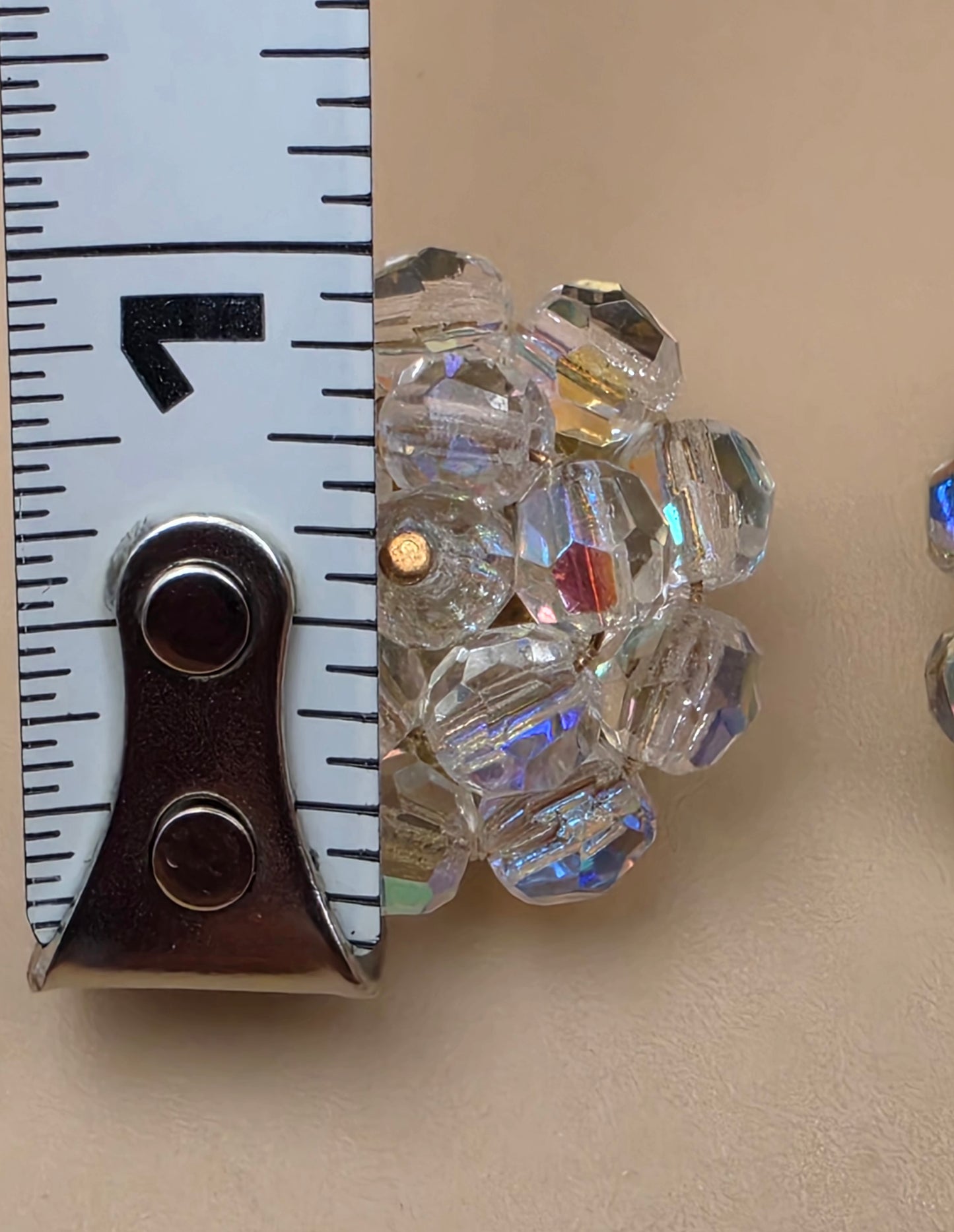 West Germany Aurora Borealis Vintage 1940's-1950's Cluster Clip On Earrings