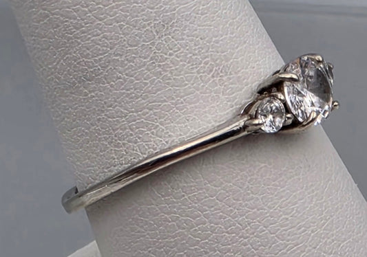 IBB Clear Zircon/Sterling Silver Solitaire Ring Size 8.75