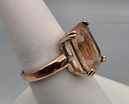 Rose Gold Plated Crystal Ring Size 8