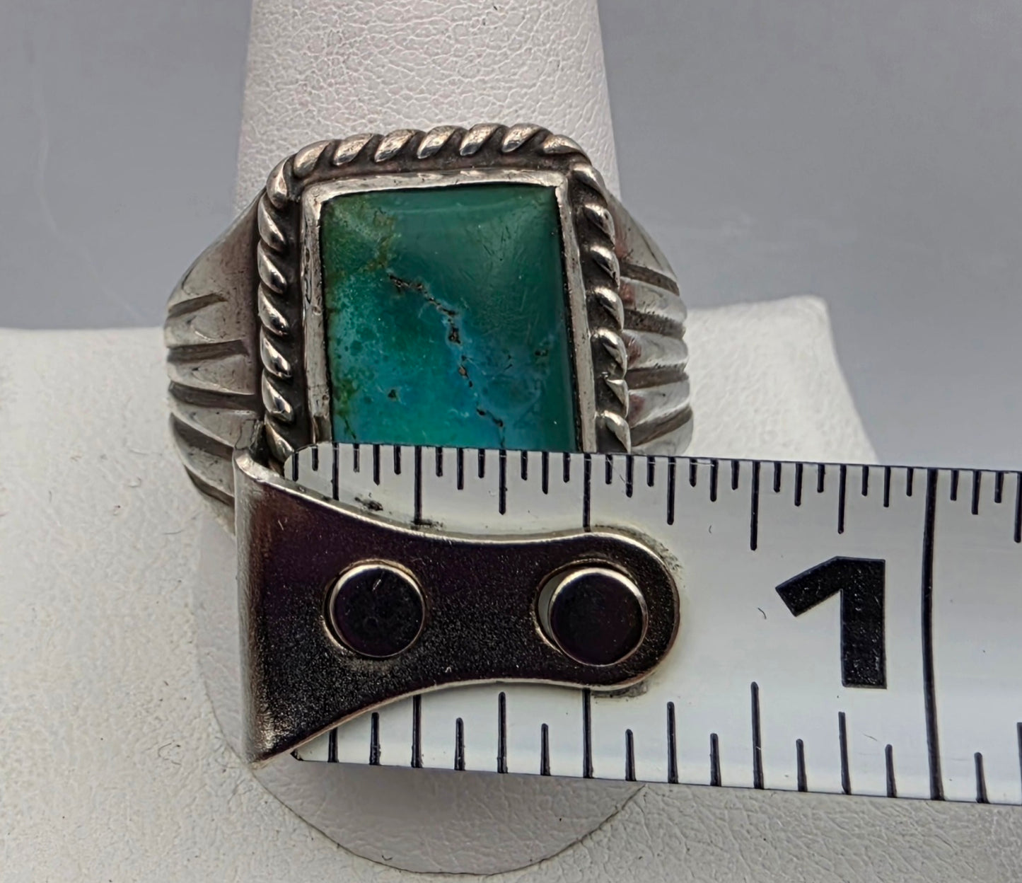 Sterling Silver/Blue Chrysocolla Statement Ring Size 10.75