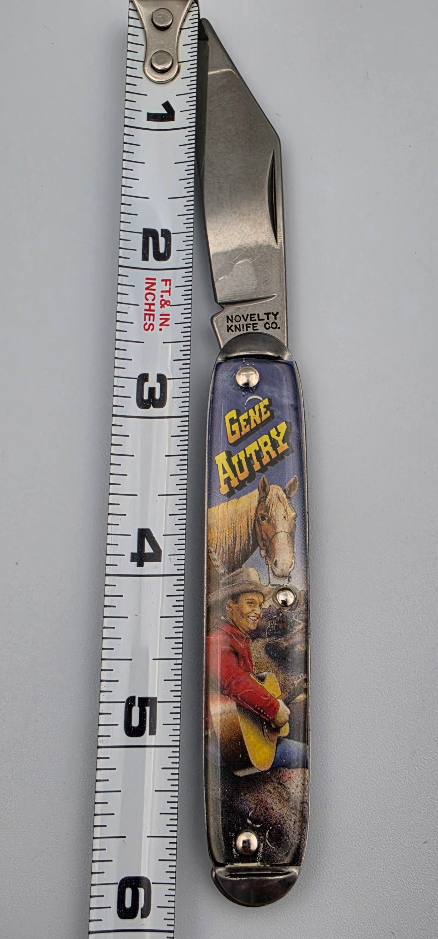 NOVELTY KNIFE CO. GENE AUTRY "Singing Cowboy" Stainless Steel Vintage 1990's Western Pocket Knife