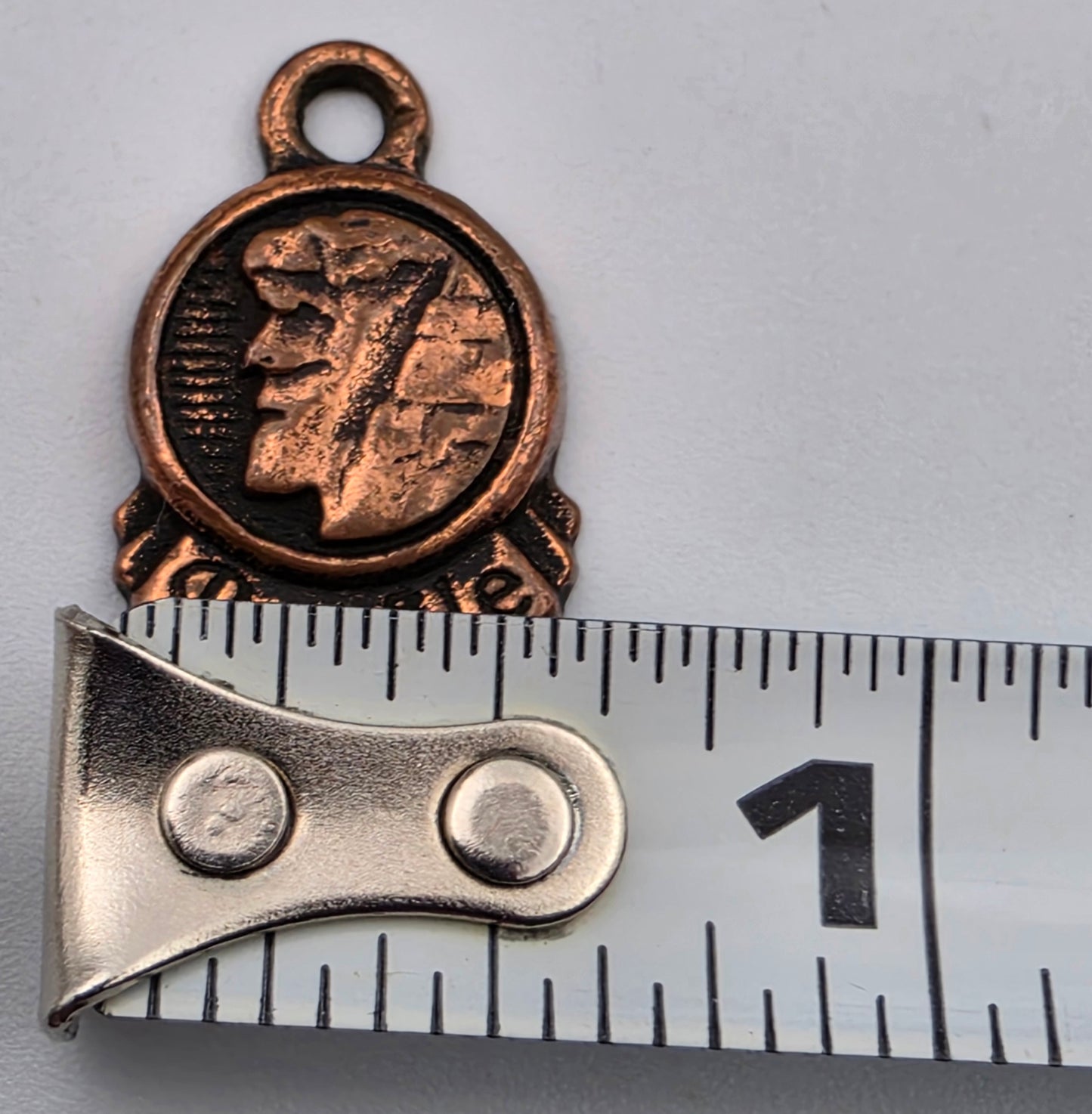 ROYCE NY Vintage 1940's- 1950's "Old Man Of The Mountain" Copper Plated .75" Zipper Pull/Charm