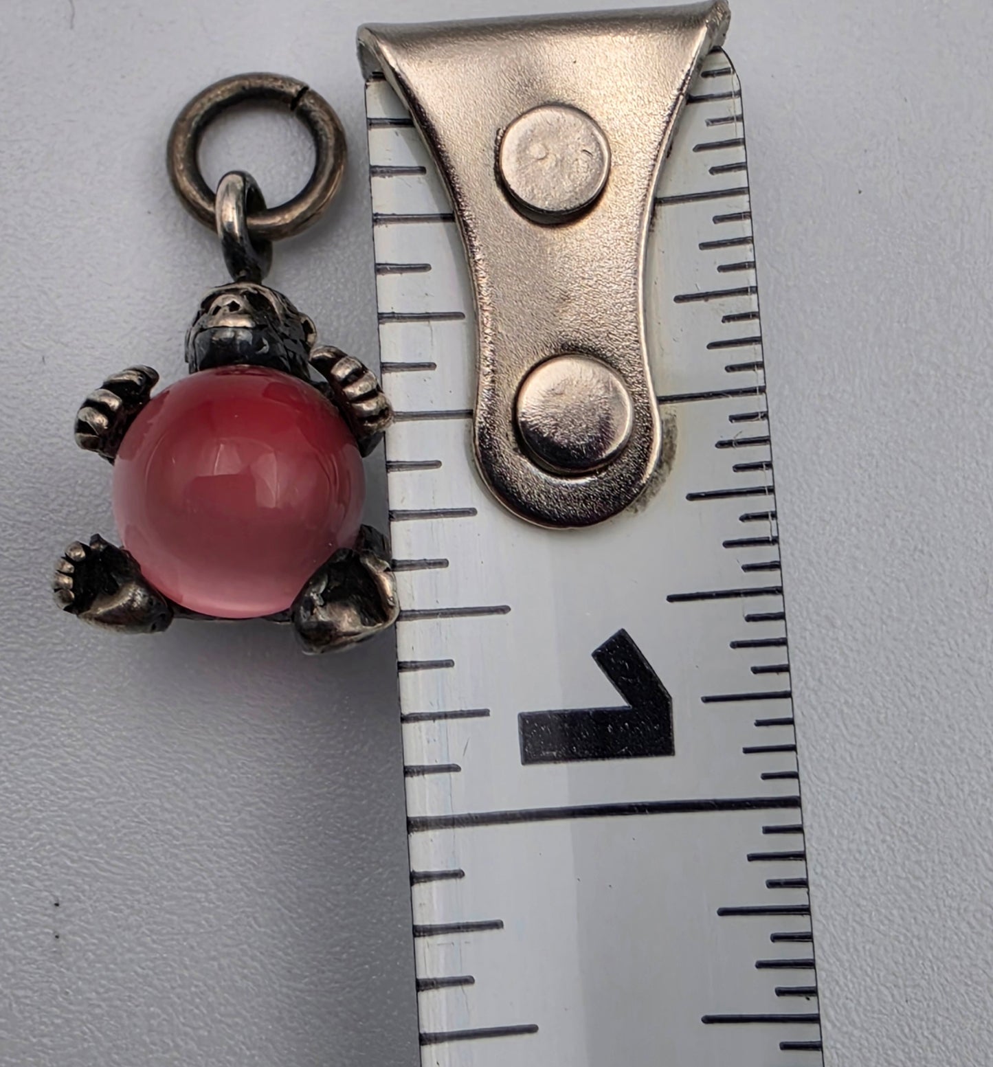 NUVO Sterling Silver Gorilla/Pink Glass Cabochon .75" Charm/Pendant