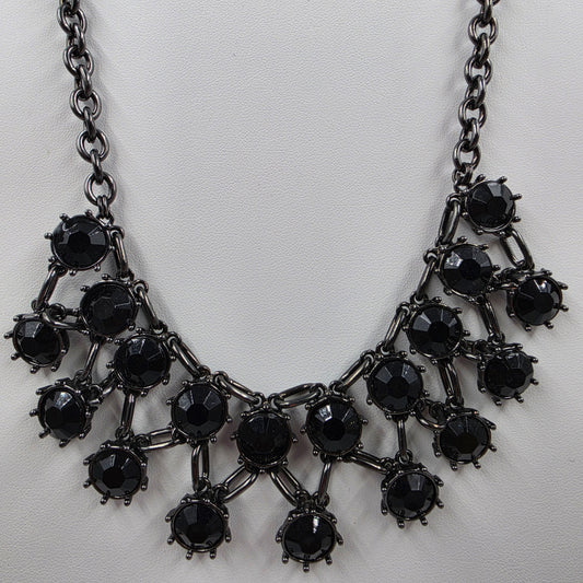 16"-19" Black Acrylic Beaded Statement Necklace