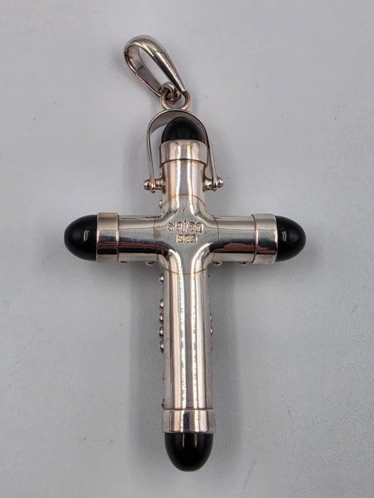 SAJEN Sterling Silver/Amethyst/Onyx Filagree Pendant