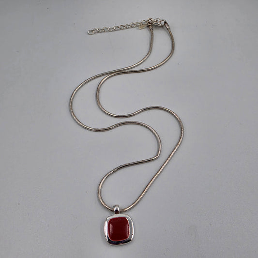 PREMIER DESIGNS 17.5"-19" Adjustable Silver Tone/Mauve Enamel Necklace