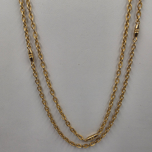 54" Gold Tone Bar And Chain Necklace