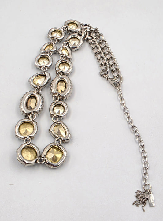 SIMPLY VERA WANG 17"-20" Ocean Blue Rhinestone/Silver Tone Chain Necklace