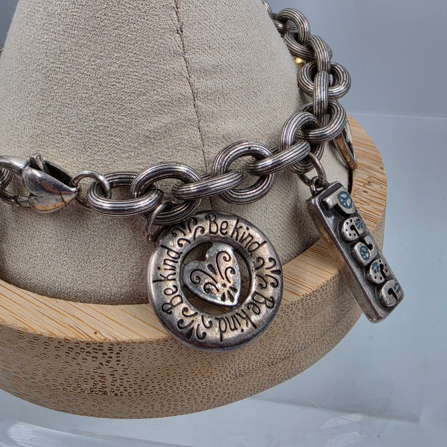 BRIGHTON 8.75" Vintage Multi Charm Peace Bracelet