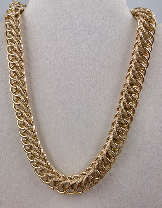 16.5" Gold Tone Cuban Link Style Necklace With Matching 8" Bracelet