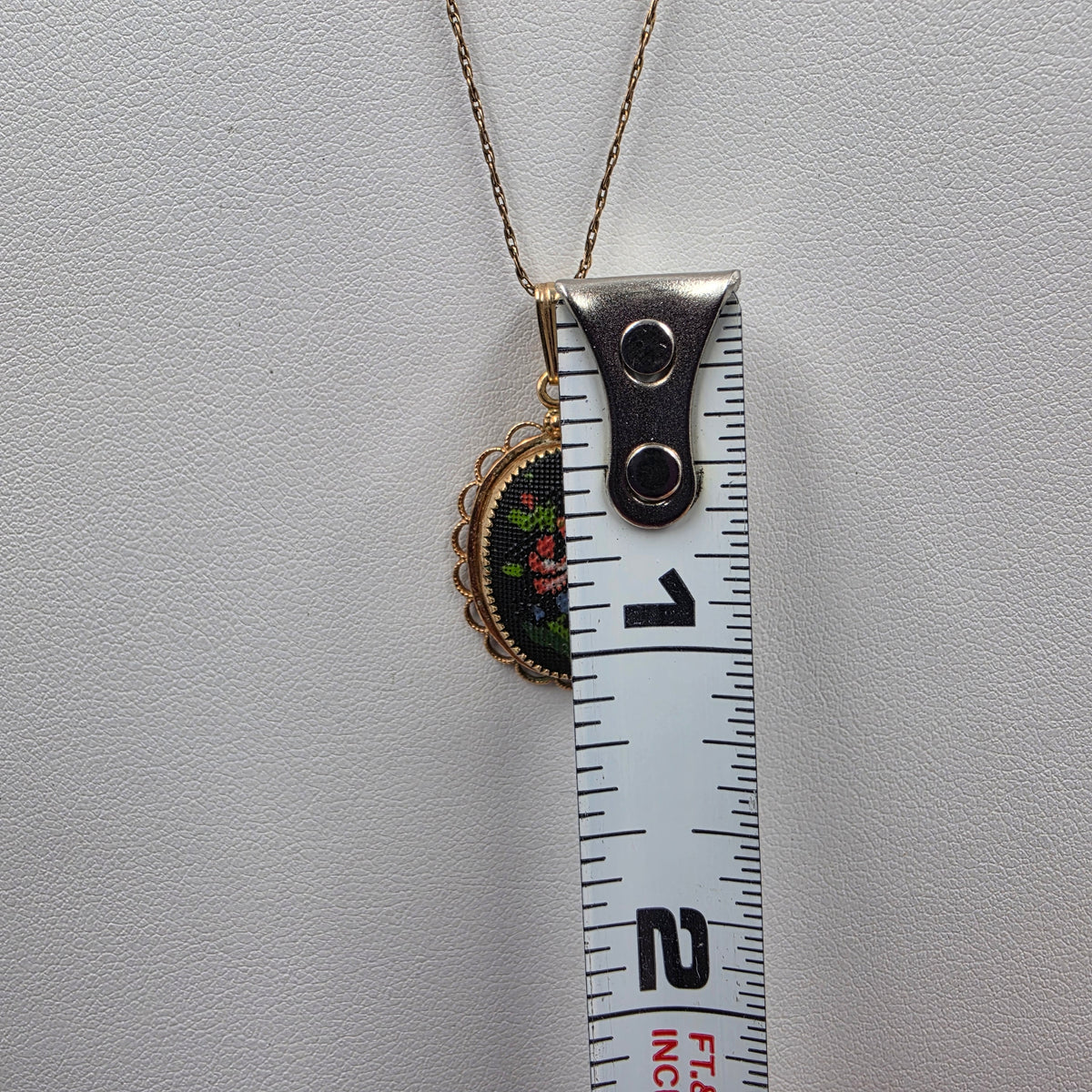 AMCO Vintage 1950's Petit Point Floral/14k Gold Filled 18" Necklace