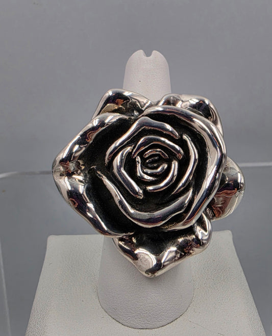 KENCRAFT Sterling Silver Molded Rose Ring Size 7.75