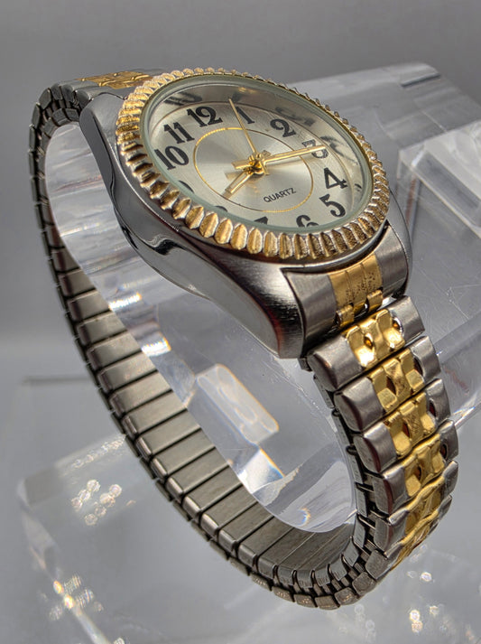 M.Z. BERGER Two Tone Gold/Silver Tone Women's Expansion Band Watch