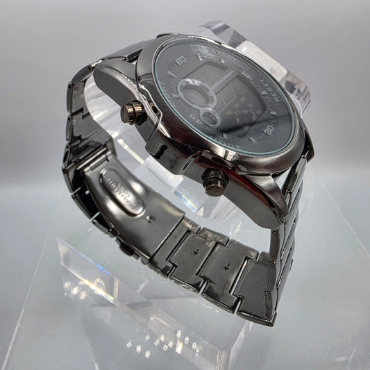 48mm Case/ 8" Black Stainless Steel Day/Date/Timer/Chronograph Men's Watch