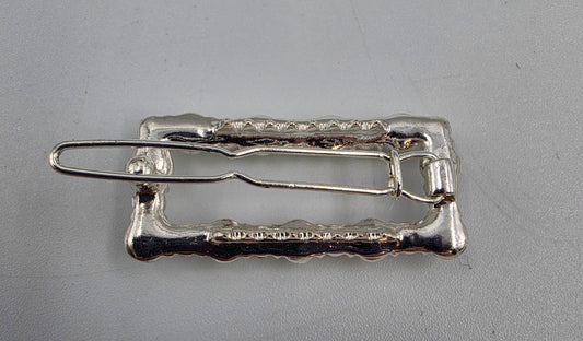Faux Pearl/Silver Tone/Clear Rhinestone Vintage Rectangular Hair Clip