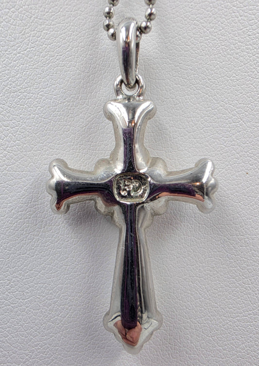 PREMIER DESIGNS Vintage 16"-19" Silver Tone/Aurora Borealis Rhinestone Cross Necklace