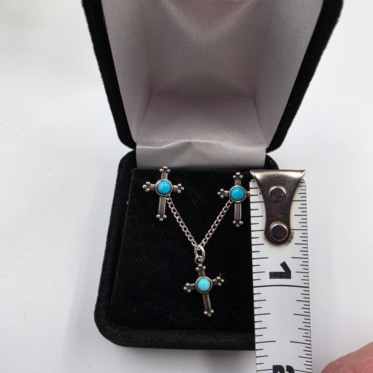 Sterling Silver/Turquoise 18" Necklace And Matching Earrings