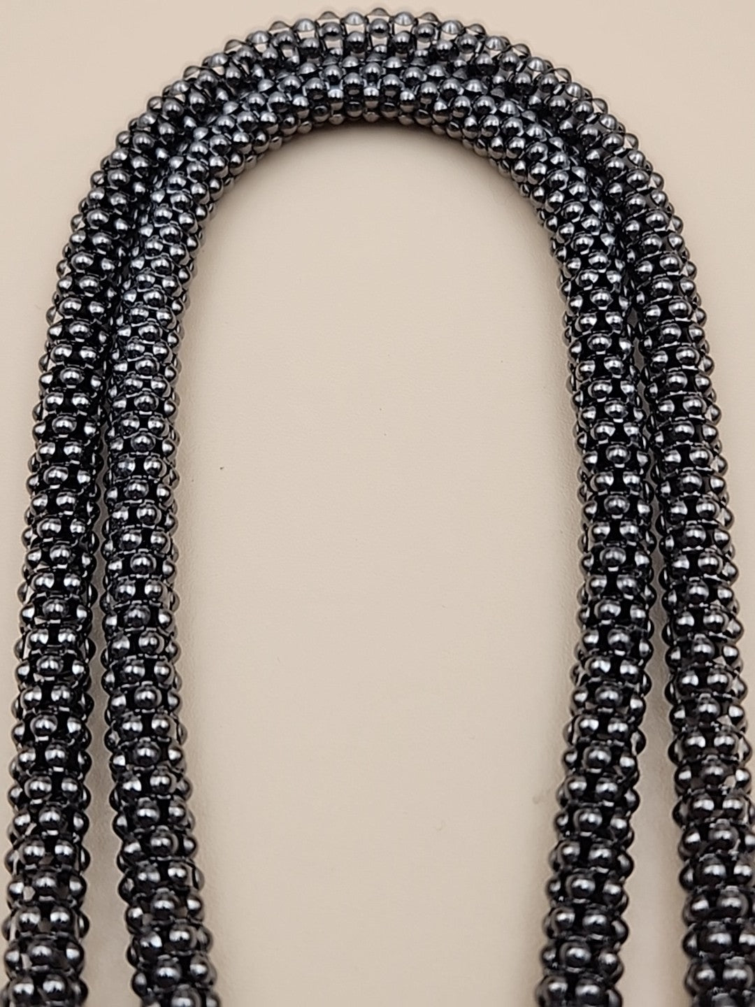 MILOR ITALY/Black Rhodium Over Sterling Silver 30"-32" Popcorn Necklace