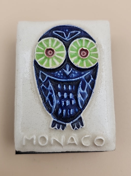 Ceramic Topped Vintage Matchbox Cover With Wood Matches From Monaco