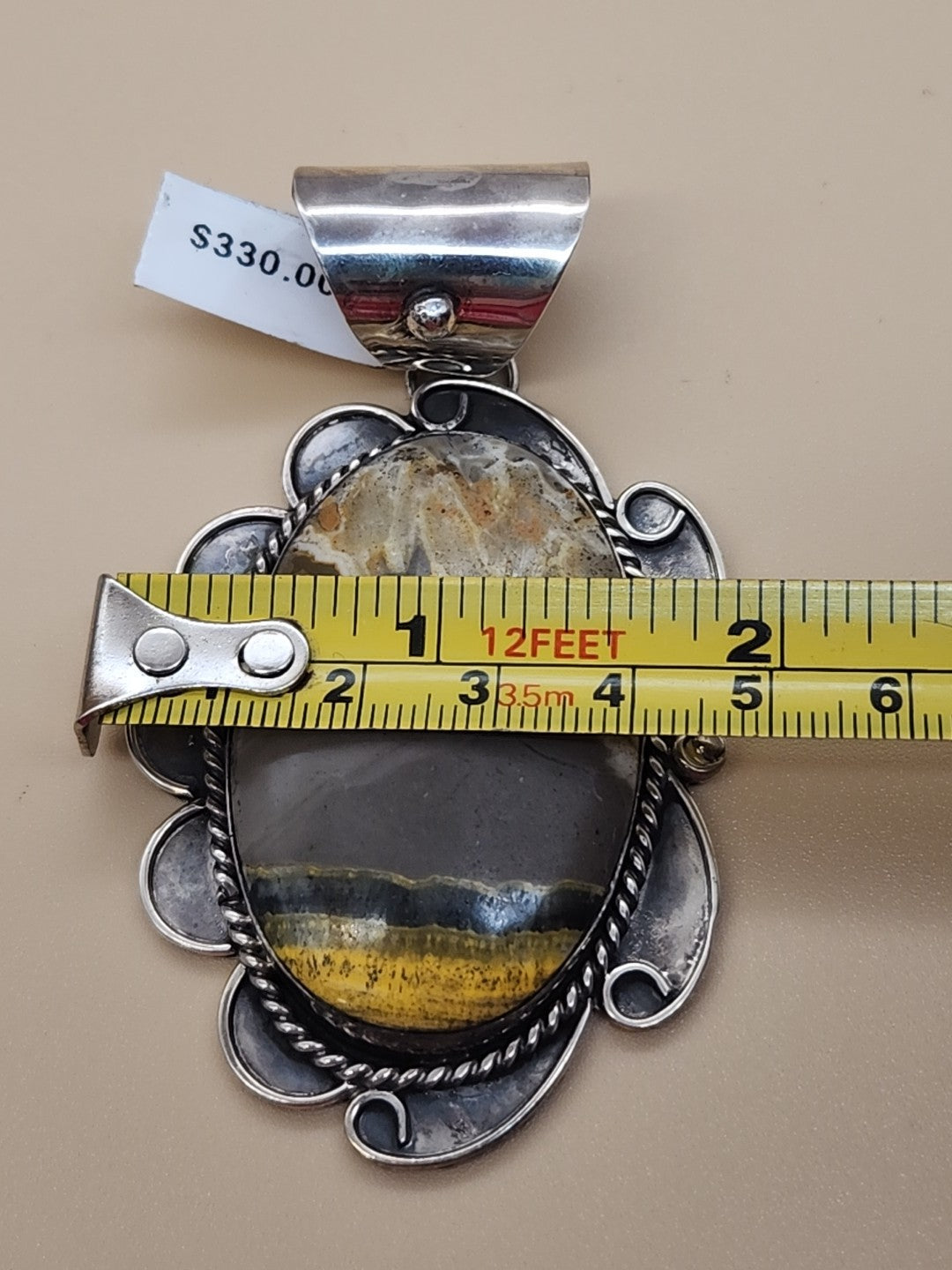 GARY NEZ NAVAJO Bumblebee Jasper/Sterling Silver Pendant