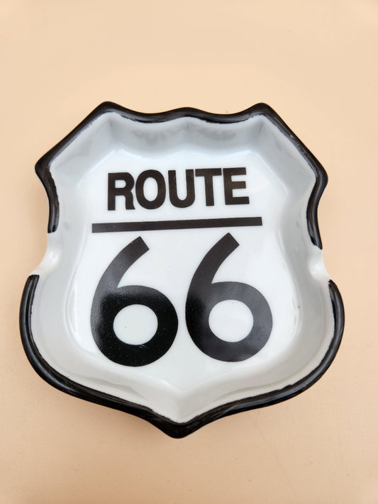 KWC Vintage Route 66 Black and White Ashtray