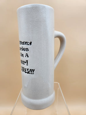 20 ounce Light Grey Ceramic Beer Stein/ How Many Calories Are In A Beer? WHO CARES