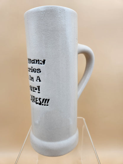 20 ounce Light Grey Ceramic Beer Stein/ How Many Calories Are In A Beer? WHO CARES