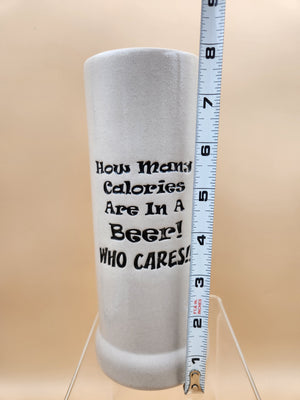 20 ounce Light Grey Ceramic Beer Stein/ How Many Calories Are In A Beer? WHO CARES