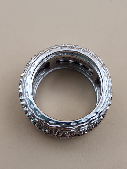 Sterling Silver Red Garnet/ Zircon Stone Spinner Ring Size 8
