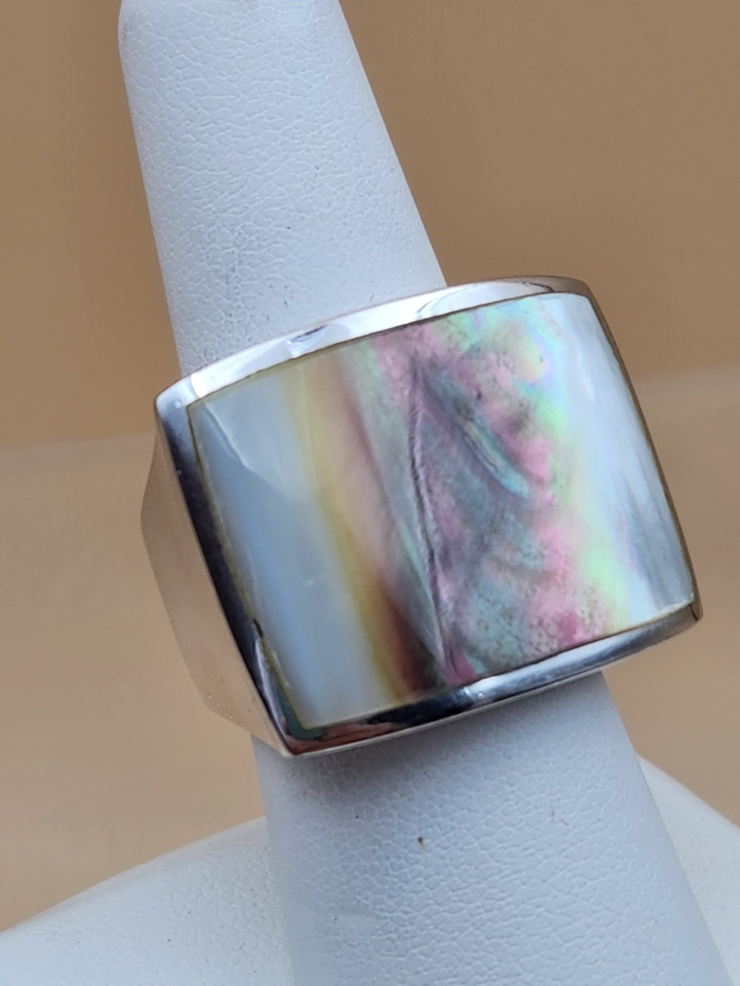 Sterling Silver Red Garnet/ Zircon Stone Spinner Ring Size 8