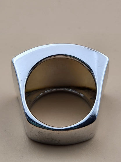 Black Mother of Pearl Nickel Free Sterling Silver Ring Size 8