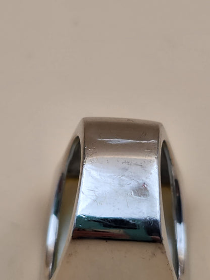 Black Mother of Pearl Nickel Free Sterling Silver Ring Size 8