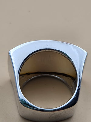 Black Mother of Pearl Nickel Free Sterling Silver Ring Size 8