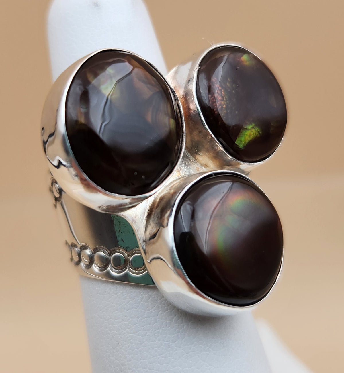 DESERT ROSE TRADING Sterling Silver Fire Agate Cabochon Ring Size 5.75