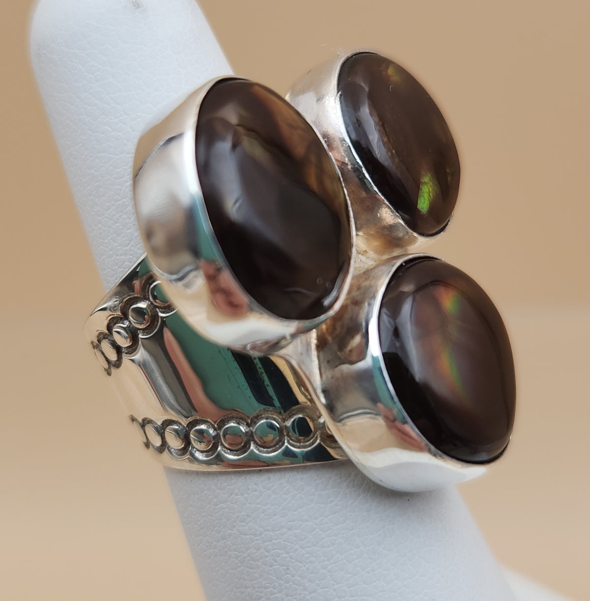 DESERT ROSE TRADING Sterling Silver Fire Agate Cabochon Ring Size 5.75