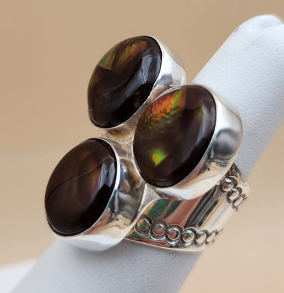 DESERT ROSE TRADING Sterling Silver Fire Agate Cabochon Ring Size 5.75