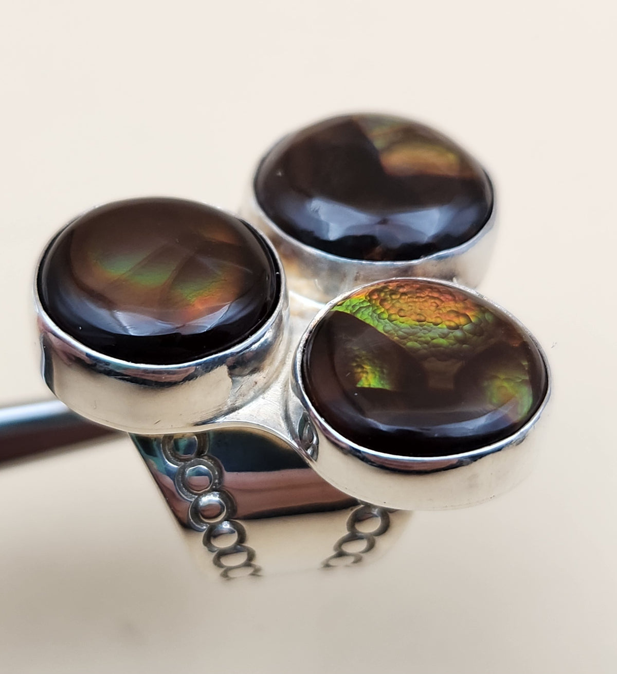 DESERT ROSE TRADING Sterling Silver Fire Agate Cabochon Ring Size 5.75