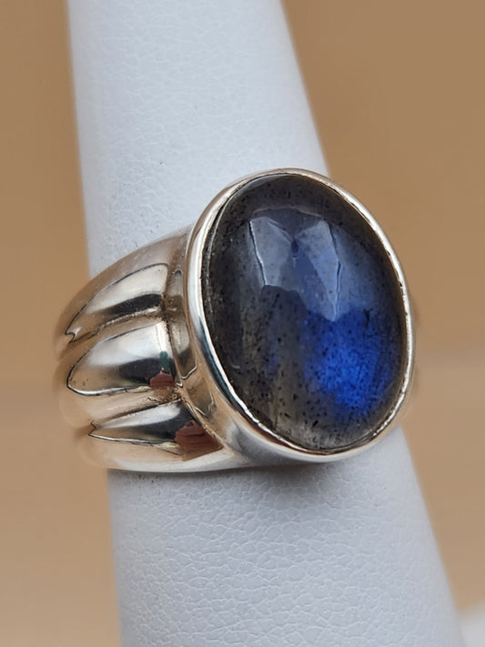 Moonstone Cabochon Sterling Silver Ring Size 5.75