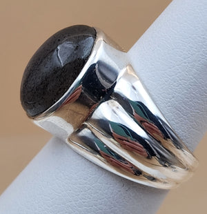 Moonstone Cabochon Sterling Silver Ring Size 5.75