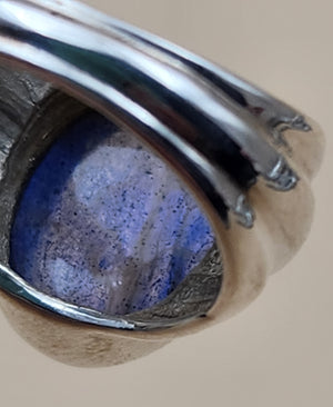 Moonstone Cabochon Sterling Silver Ring Size 5.75