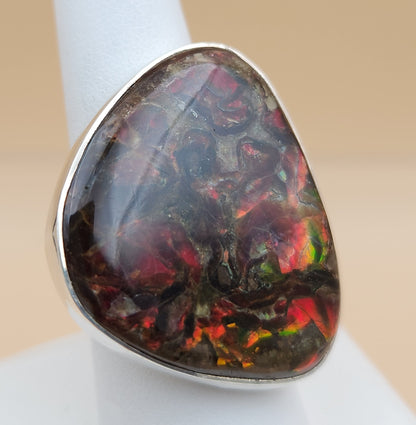 Fire Agate Sterling Silver Ring Size 9