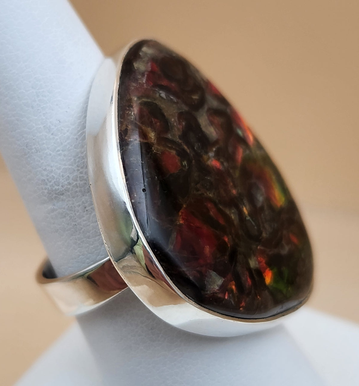 Fire Agate Sterling Silver Ring Size 9