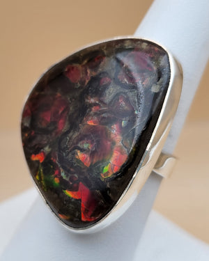 Fire Agate Sterling Silver Ring Size 9