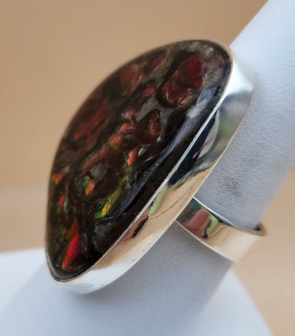 Fire Agate Sterling Silver Ring Size 9