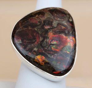 Fire Agate Sterling Silver Ring Size 9